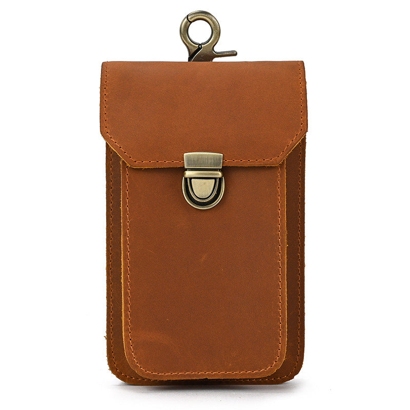 Men's Leather Crazy Horse First Layer Cowhide Hanging Men's Waist Packs