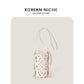 Women's Design Hollow Drawstring Canvas Cylindrical Pouch Crossbody Bags