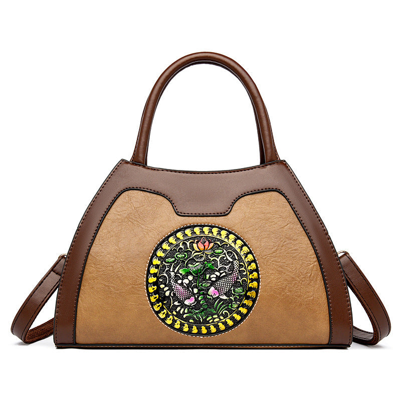 Women's Elegant National Style Soft Leather Mother Handbags