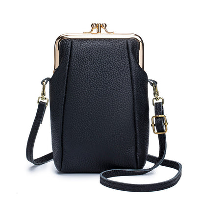 Women's Lychee Pattern Clip Simple Large Capacity Shoulder Bags
