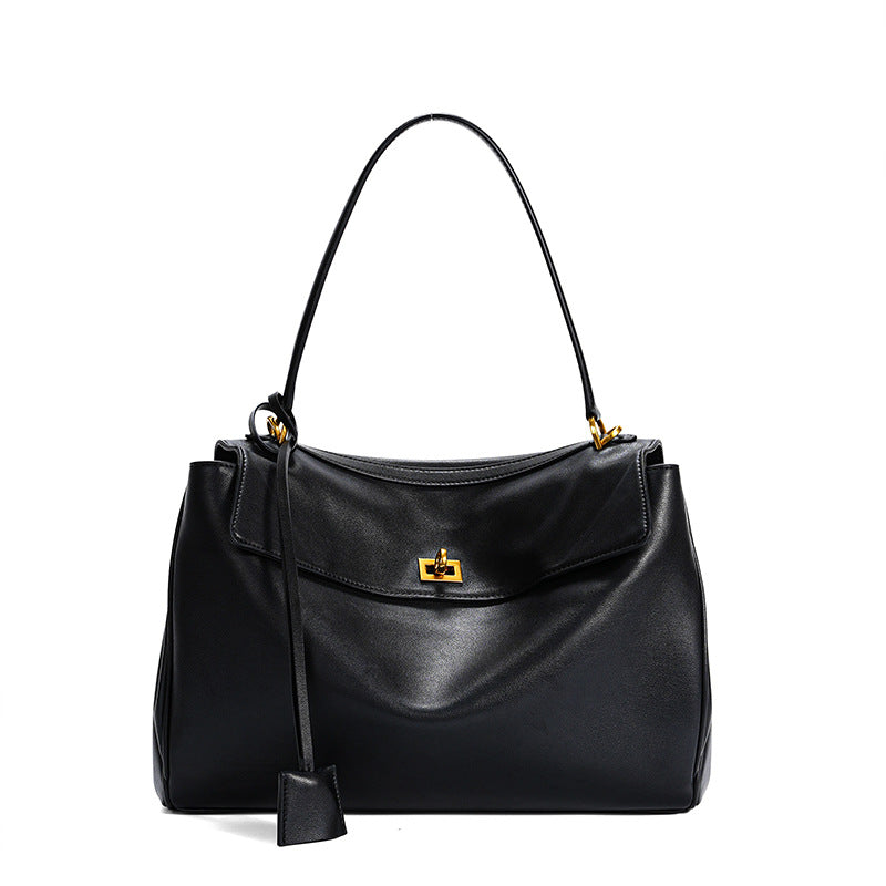 Women's Commute Style Cowhide Large Capacity High Armpit Bags