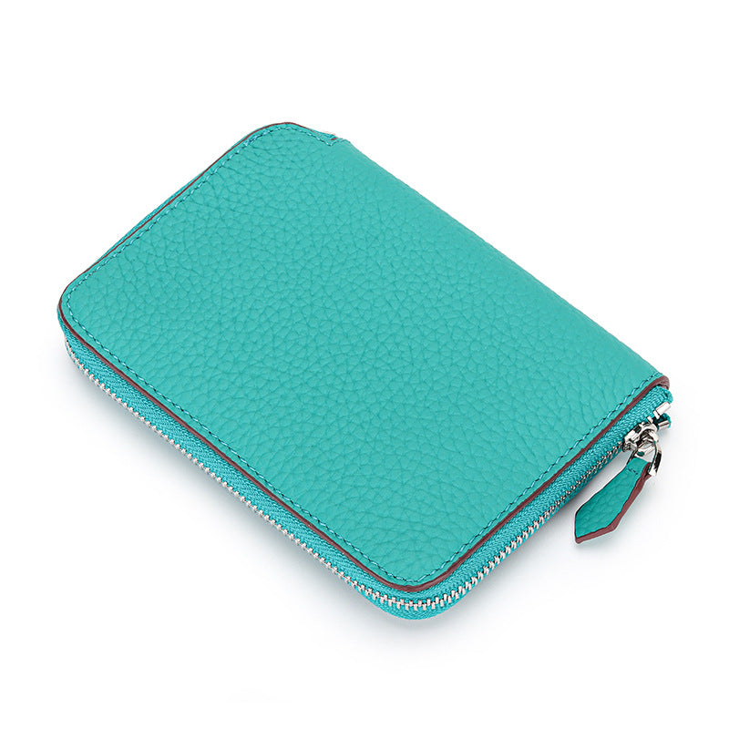 Women's Full Soft Leather Short Zipper License Ladies Wallets