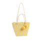 Women's Woven Fur Ball Large Capacity Straw Shoulder Bags