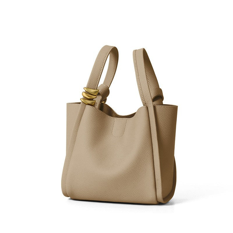 Niche Designer Genuine Leather Portable Vegetable Bags