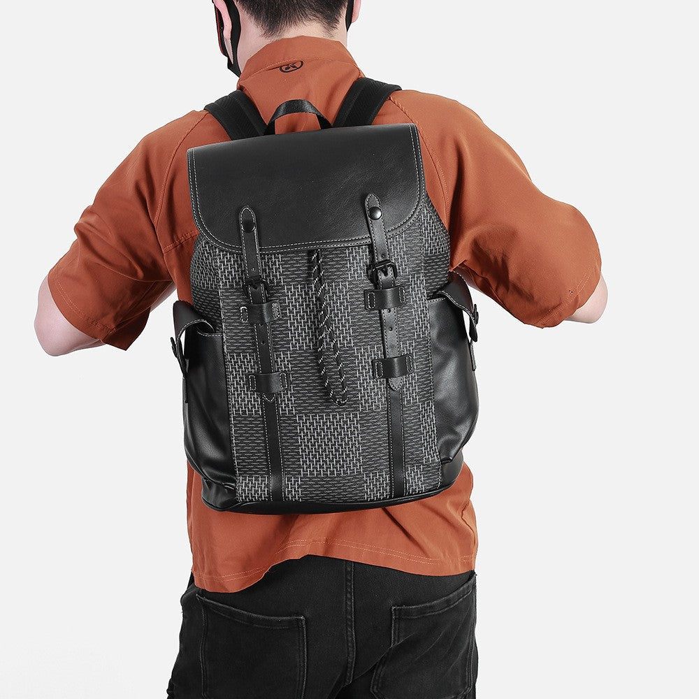 Men's Fashion Plaid Trendy Large Capacity College Backpacks