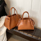 Retro Solid Color Large Capacity Portable Handbags
