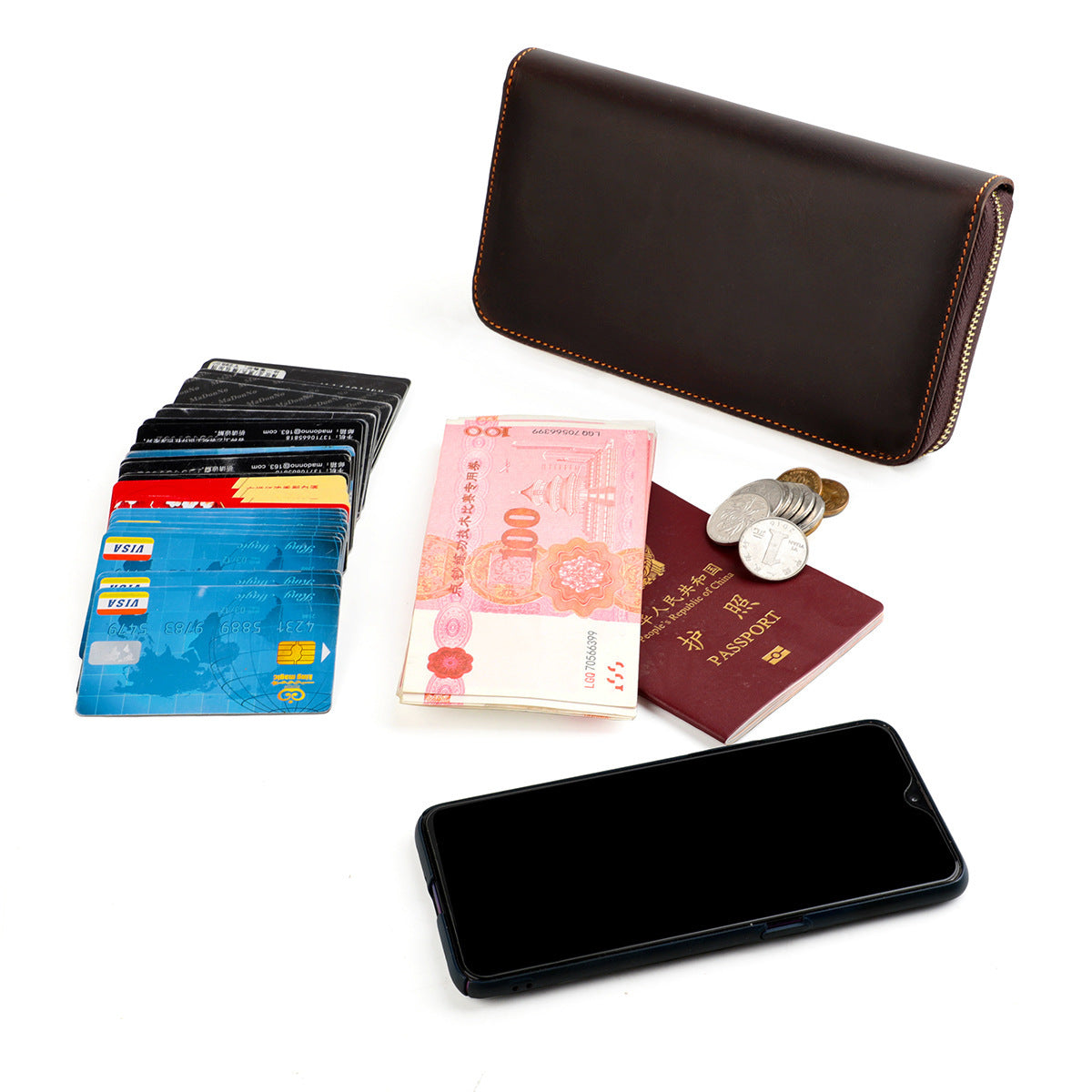 Women's & Men's & Retro Crazy Horse Leather Expanding Genuine Card Holder