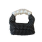 Retro French Hollow Fairy Pearl Hand-woven Beads Boston Crossbody Bags