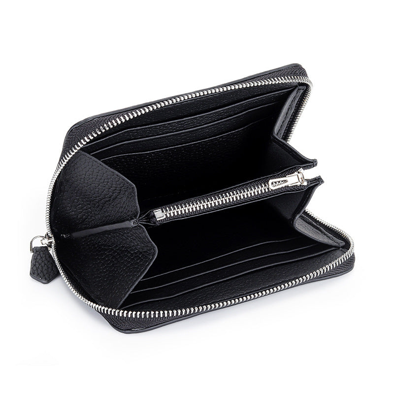 Women's Full Soft Leather Short Zipper License Ladies Wallets