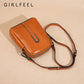 Women's Trendy Vintage Oil Wax Cowhide Double Crossbody Bags