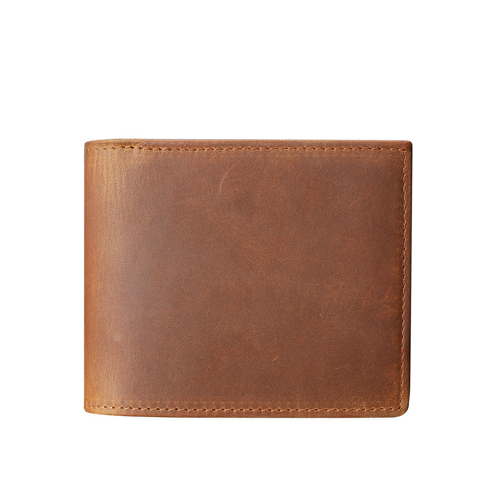 Men's Capacity Retro Crazy Horse Leather Genuine Cattlehide Surface Men's Wallets
