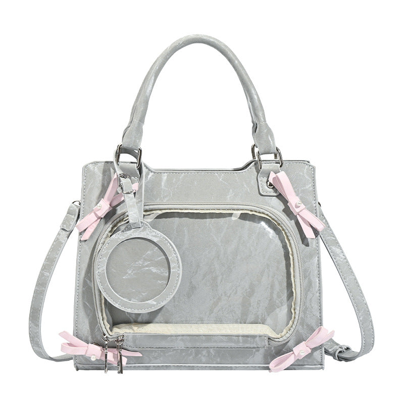 Two-dimensional Bowknot Cartoon Snacks Cute Sweet Contrast Shoulder Bags