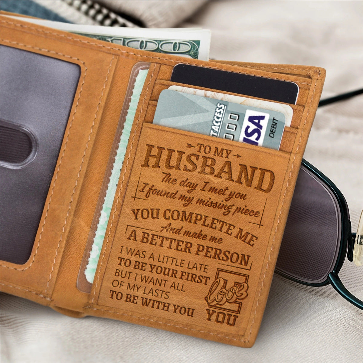 Men's For Husband Three-fold Crazy Horse Leather Men's Wallets