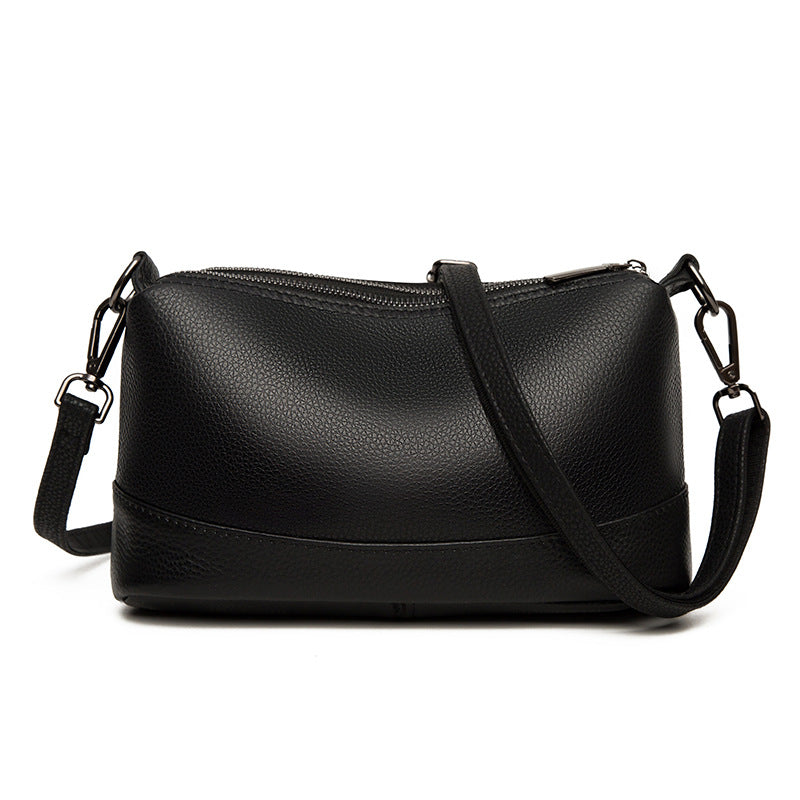 Women's First Layer Cowhide Soft Leather Zipper Light Luxury Shoulder Bags
