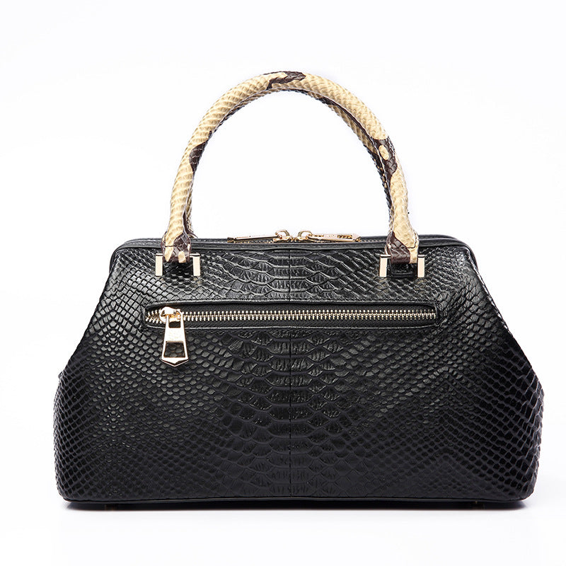 Women's First Layer Leather Hand Holding Pillow Boston Handbags