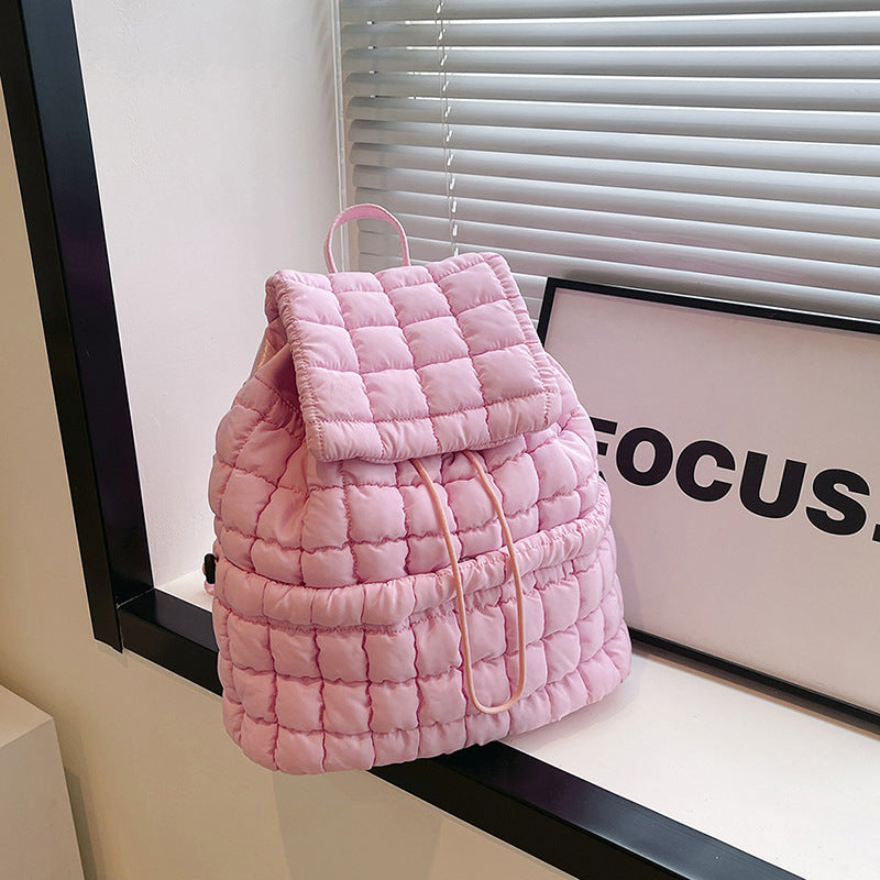 Women's Commuter Large Capacity Lightweight Fluffy Plaid Backpacks