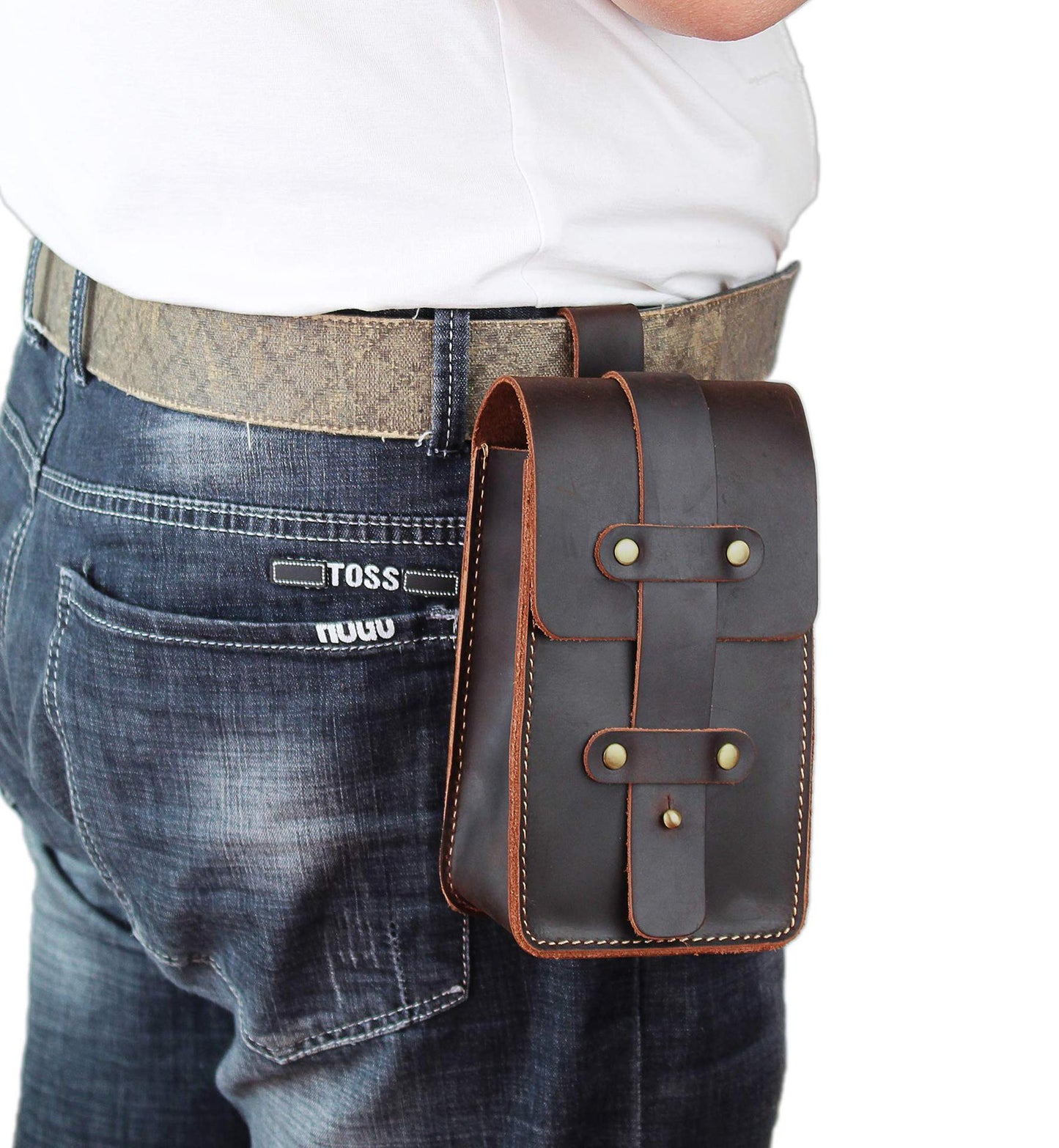 Women's & Men's & Vintage Pants Pannier Crazy Horse Genuine Phone Bags