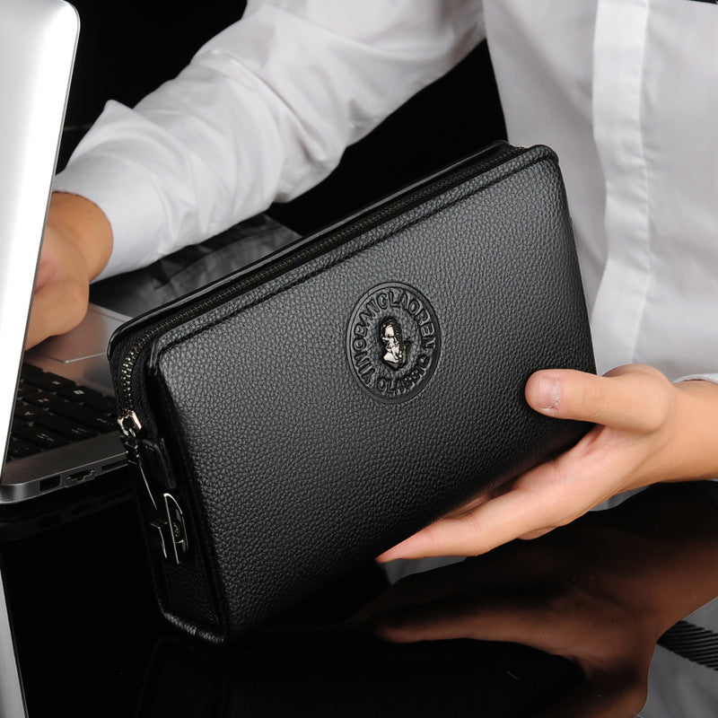 Men's Large Capacity Clutch Business Soft Leather Men's Handbags