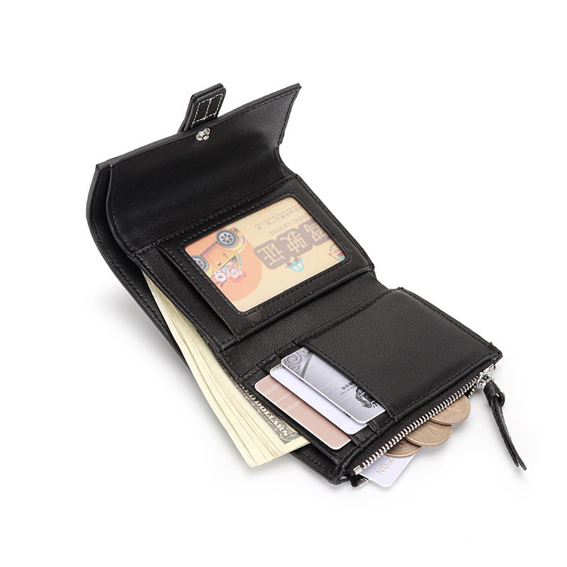 Women's Contrast Color First Layer Cowhide Hand-held Ladies Wallets