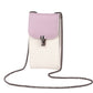 Women's Simple Contrast Color Design Chain Genuine Phone Bags