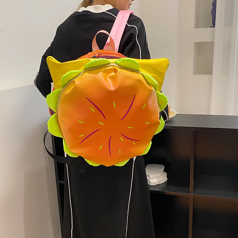Women's Cute Cheese Hamburger Design Funny Creative Backpacks