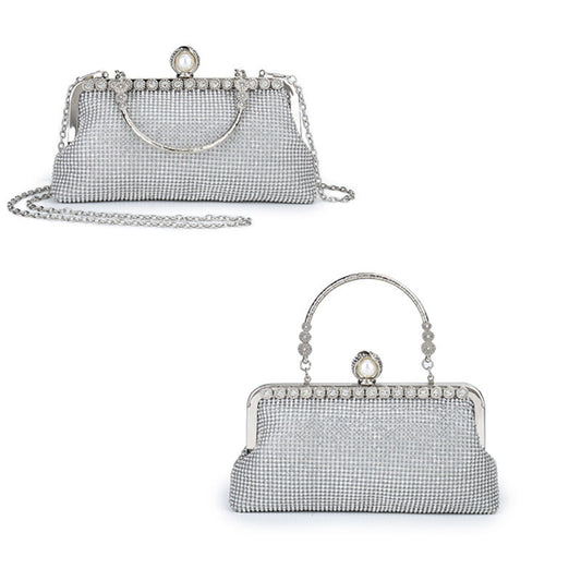 Women's Distinguished Diamond Sequined Dinner Dress Evening Bags