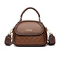 Women's Soft Leather Embossed Simple Round Large Crossbody Bags