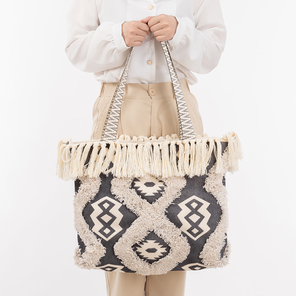 Canvas Large Capacity Female Seaside Vacation Shoulder Bags