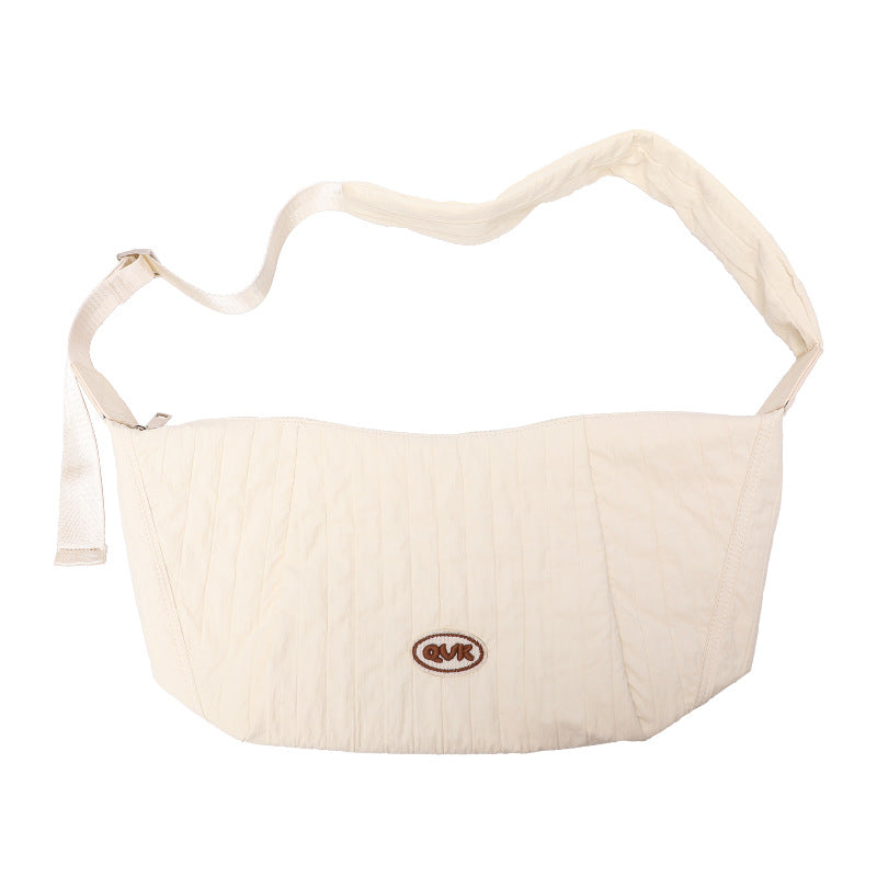 Spring Korean Style Canvas Pleated Underarm Crossbody Bags