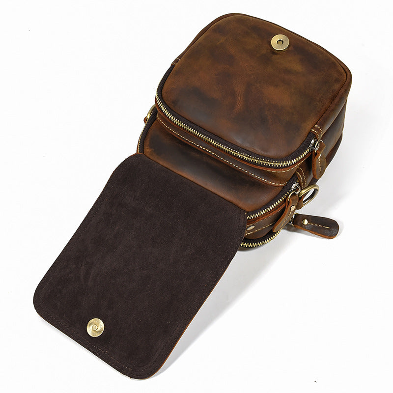 Men's Crazy Horse Leather Genuine Retro Top Men's Shoulder Bags