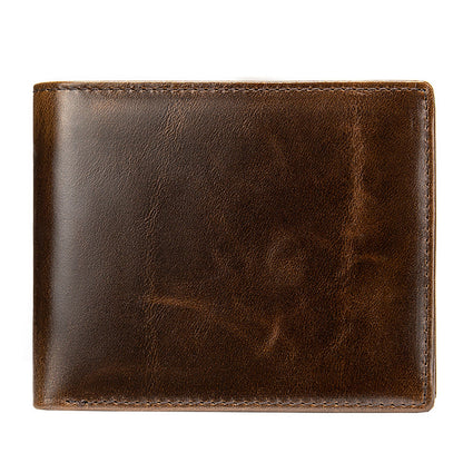 Men's Vintage Leather Swiping Gold Clip Short Purses