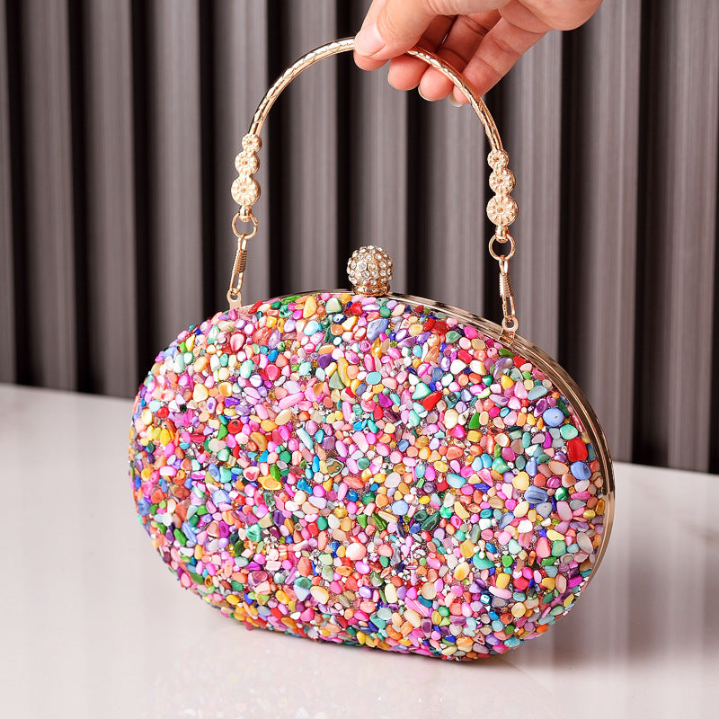 Unique Glamorous Diamond Round Clutch Banquet Evening Bags