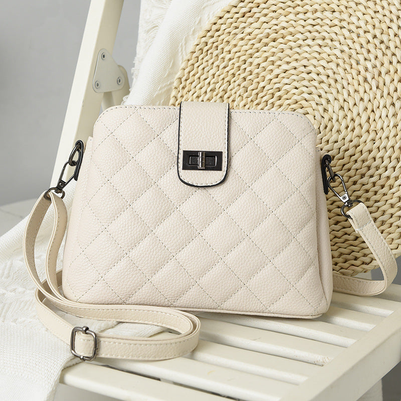 Women's Genuine Leather Fashion Rhombus Large Capacity Crossbody Bags