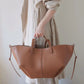 Women's Niche Cowhide Portable Large Capacity Shopping Tote Bags