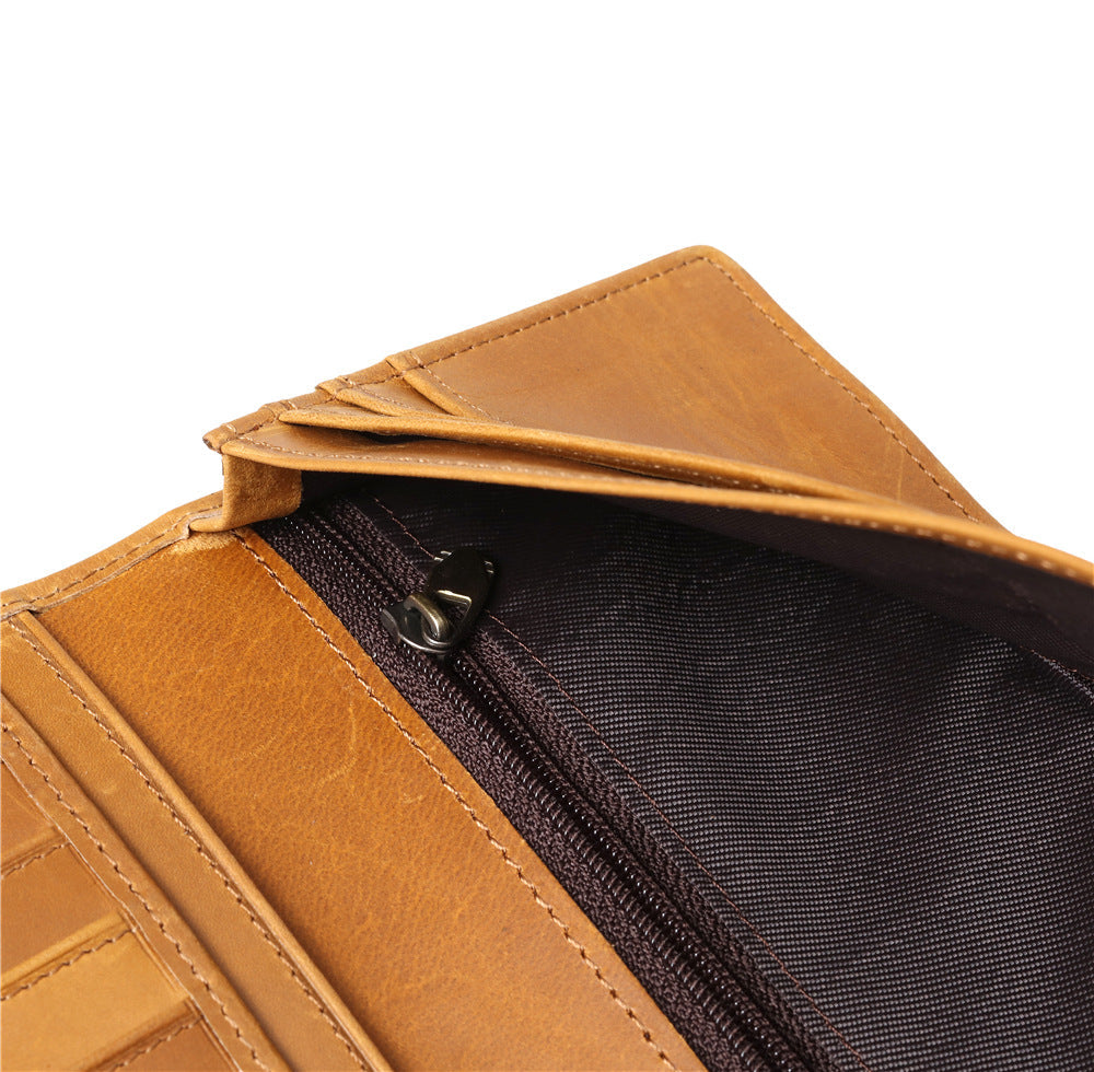 Men's Crazy Horse Leather First Layer Cowhide Large Capacity Men's Wallets