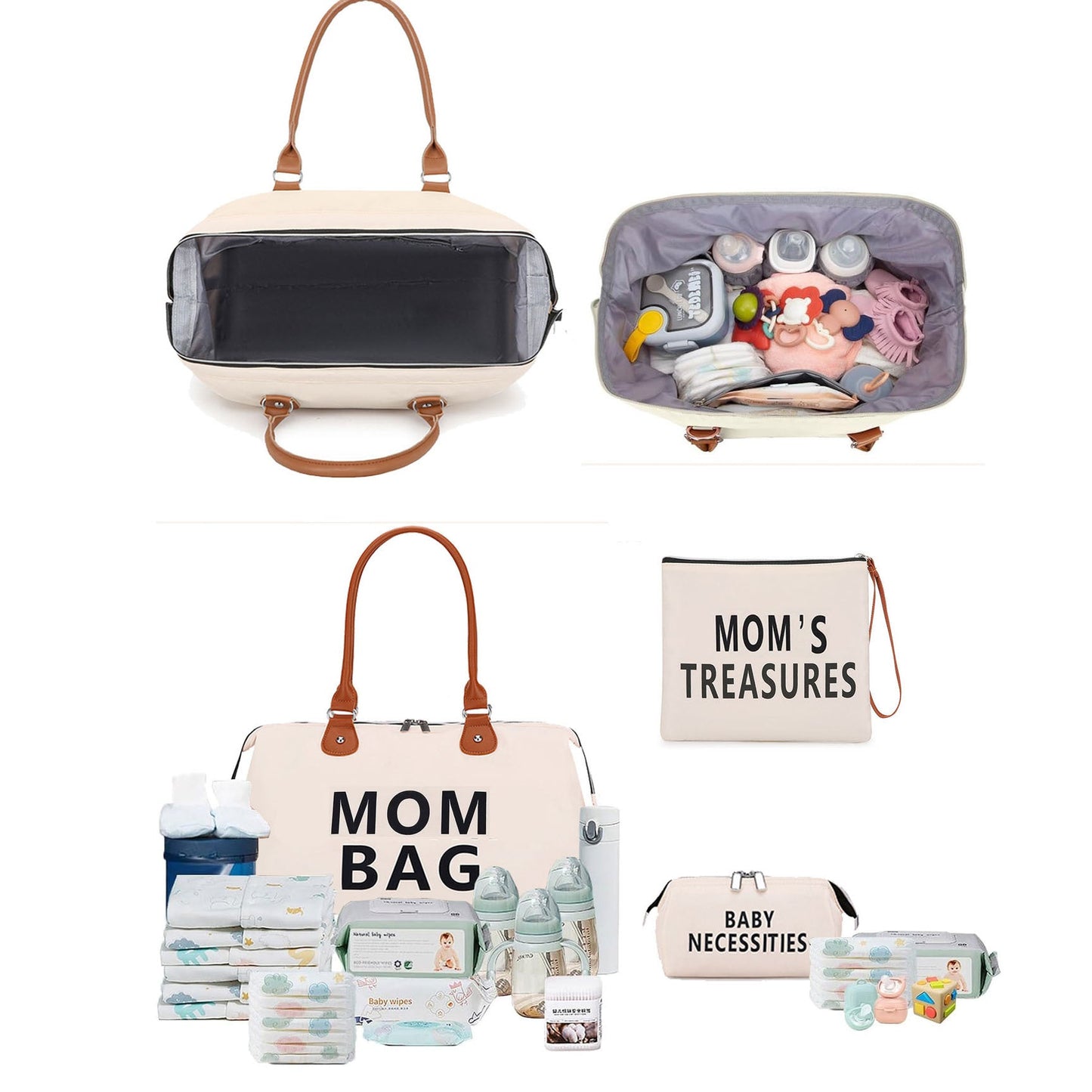 Multifunctional Three-piece Large Capacity Waterproof Hard-wearing Diaper Travel Bags