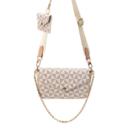 Women's Printed Plaid Chain Fashion Two-piece Crossbody Bags