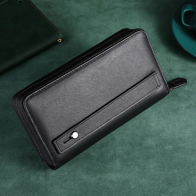 Men's Capacity Genuine Leather Clutch Crazy Horse Cigarette Mobile Men's Handbags
