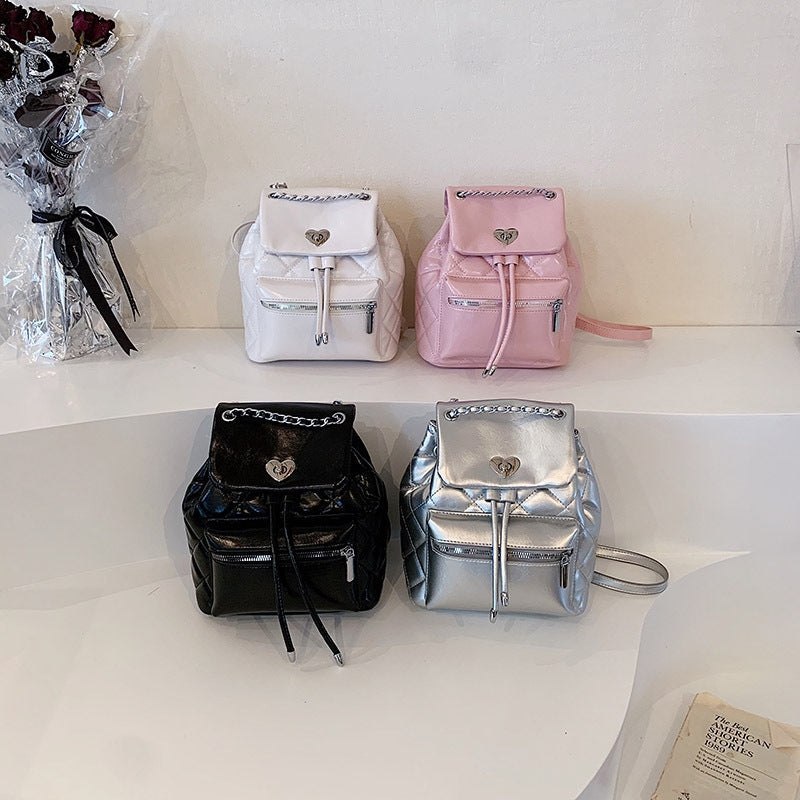 Women's Diamond Check Chain Fashion Portable Texture Backpacks