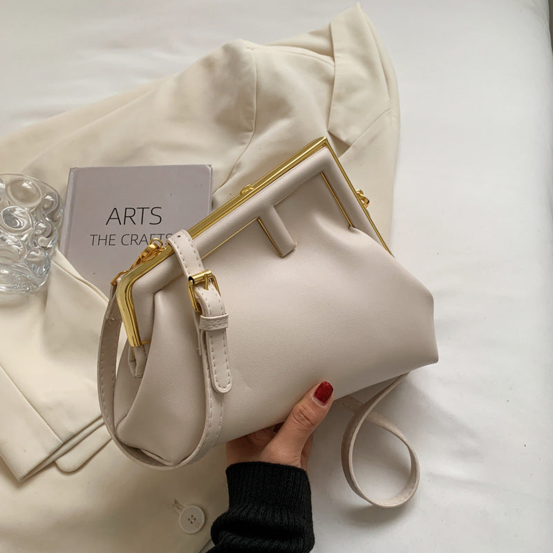 Women's Metal Clip Mouth Fashion Retro Simple Crossbody Bags