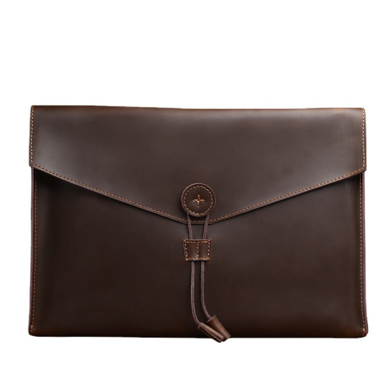 Genuine Leather Paper Large Capacity File Office Men's Briefcases