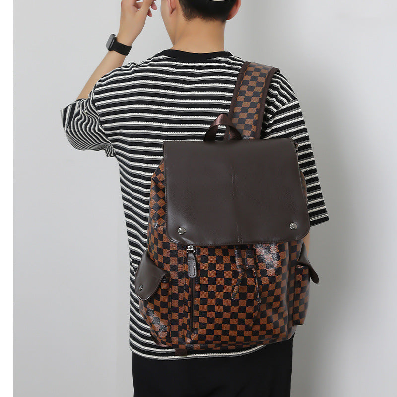 Men's Plaid Fashionable Business Large Capacity Computer Backpacks