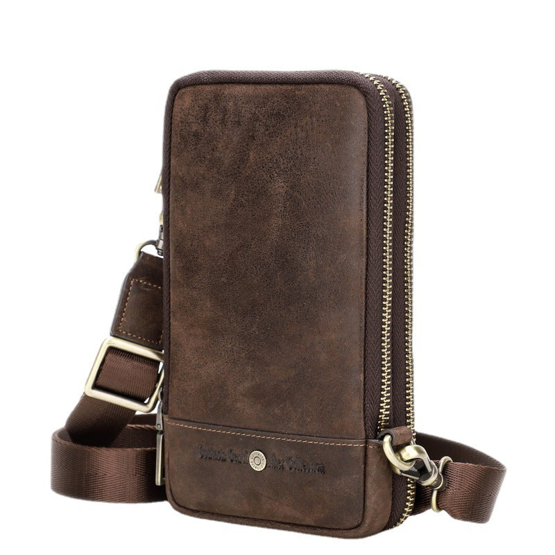 Men's Black Angel Trendy Crazy Horse Leather Men's Messenger Bags