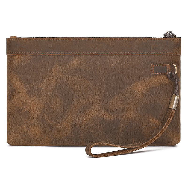 Vintage Clutch Swiping Crazy Horse Leather Top Men's Wallets