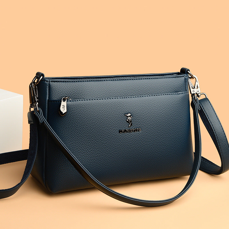 Women's Color Soft Leather Large Capacity More Than Crossbody Bags
