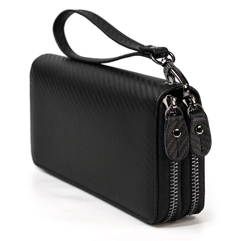 Men's Crazy Horse Leather Long Real Zipper Cowhide Men's Wallets