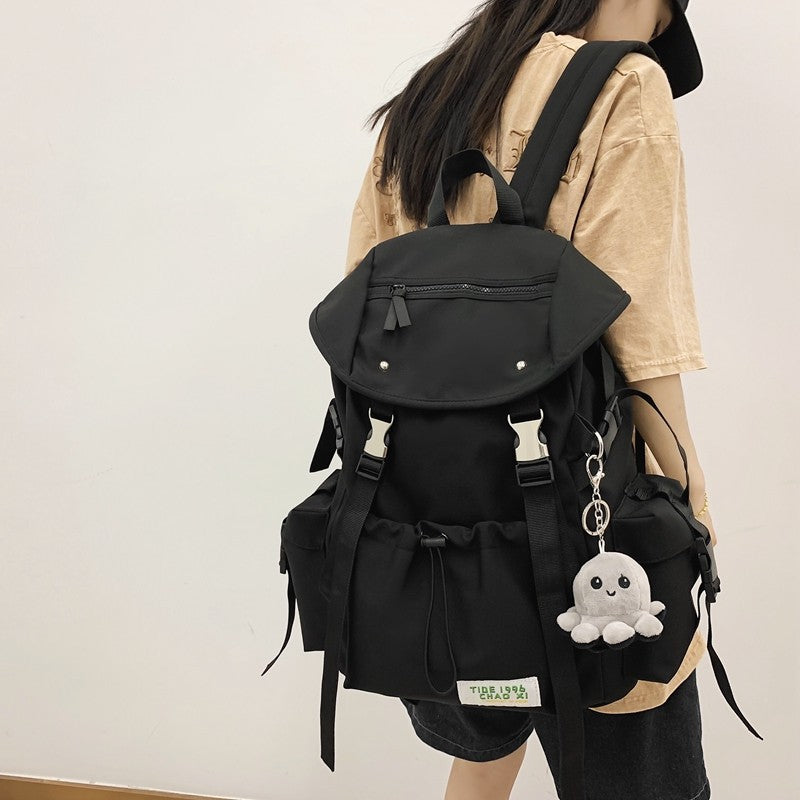 Men's Capacity Solid Color Trendy College Couple Backpacks