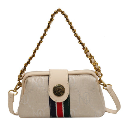 Women's Niche Retro Clip Color Matching Graceful Shoulder Bags