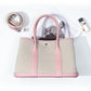 Women's Layer Cowhide Large Capacity Canvas Contrast Color Handbags
