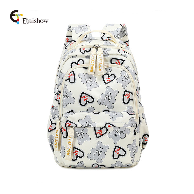 Women's For Junior Cute Cat Print Large Backpacks